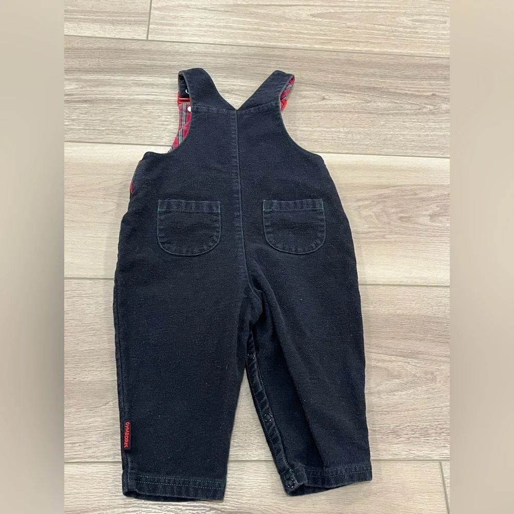 Vintage Gymboree Overalls Boys Size XS 12-18m Tan Colorblock Bubble
